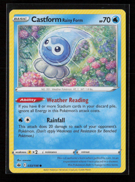 Castform Rainy Form Common SWSH06: Chilling Reign 033/198 NM