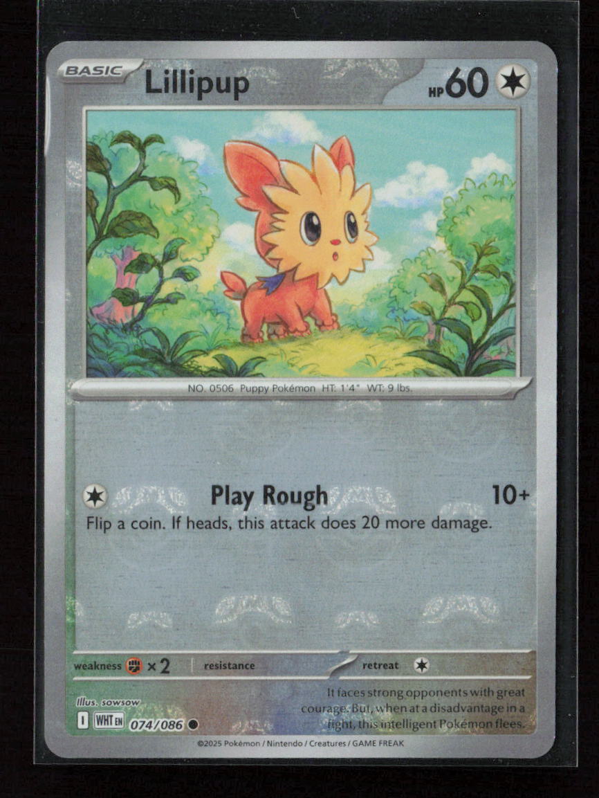 Lillipup (Master Ball Pattern) Common SV: White Flare 074/086 NM