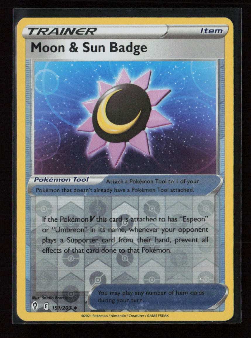 Moon & Sun Badge Uncommon SWSH07: Evolving Skies 151/203 NM
