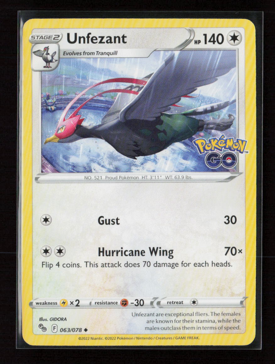 Unfezant Uncommon Pokemon GO 063/078 NM