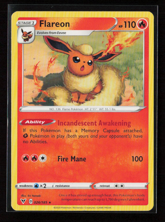 Flareon Rare SWSH04: Vivid Voltage 026/185 LP