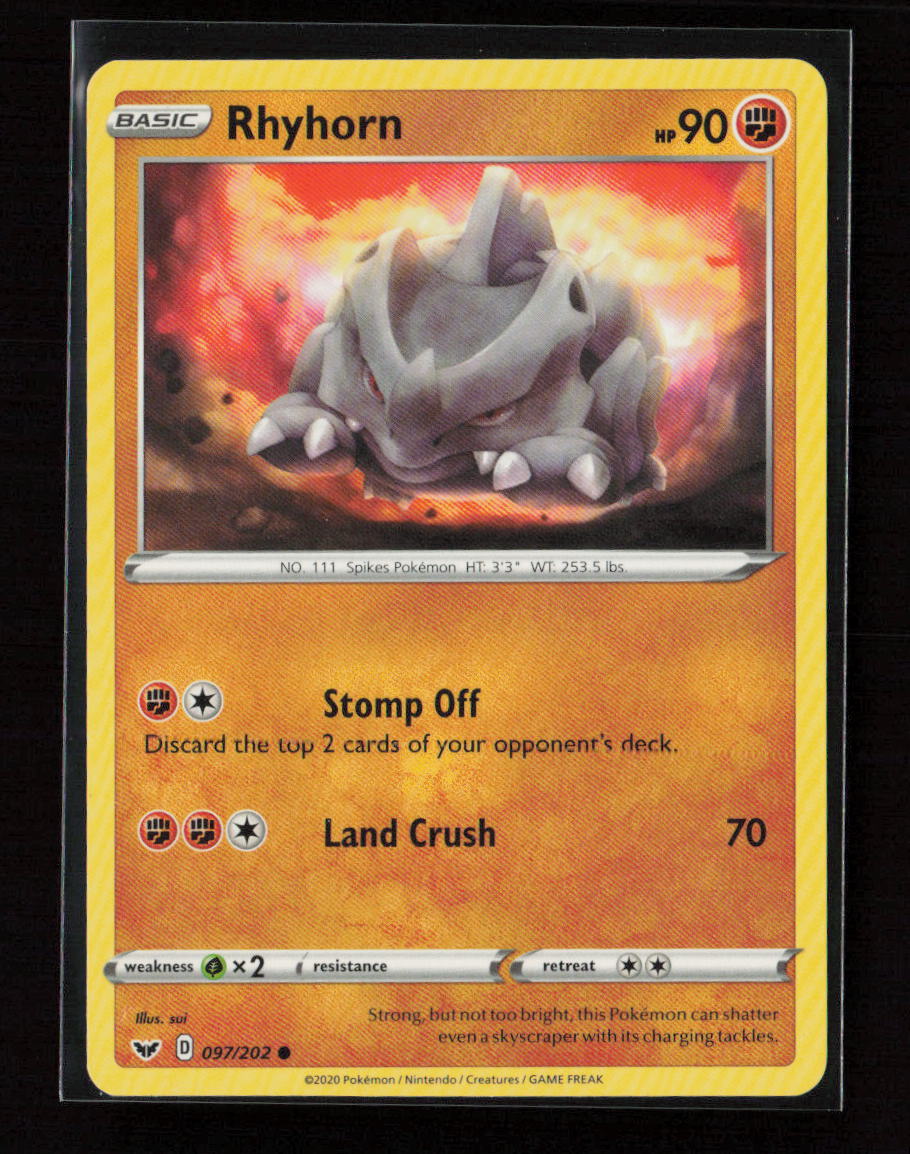 Rhyhorn (097) Common SWSH01: Sword & Shield Base Set 097/202 LP