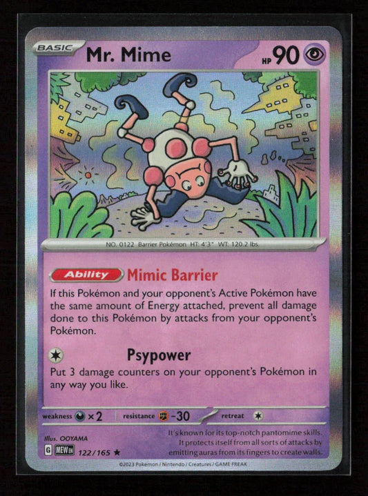 Mr. Mime - Rare SV: Scarlet & Violet 151 122/165 NM - Kang's Collectibles