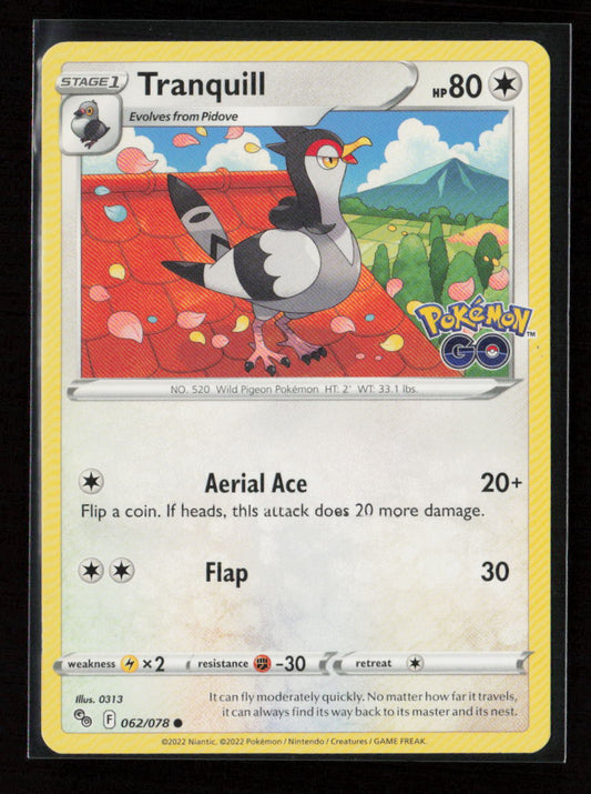Tranquill Common Pokemon GO 062/078 LP