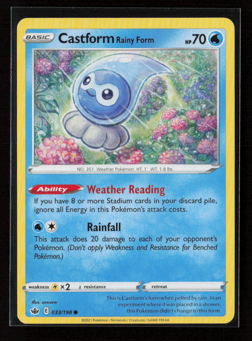 Castform Rainy Form Common SWSH06: Chilling Reign 033/198 LP