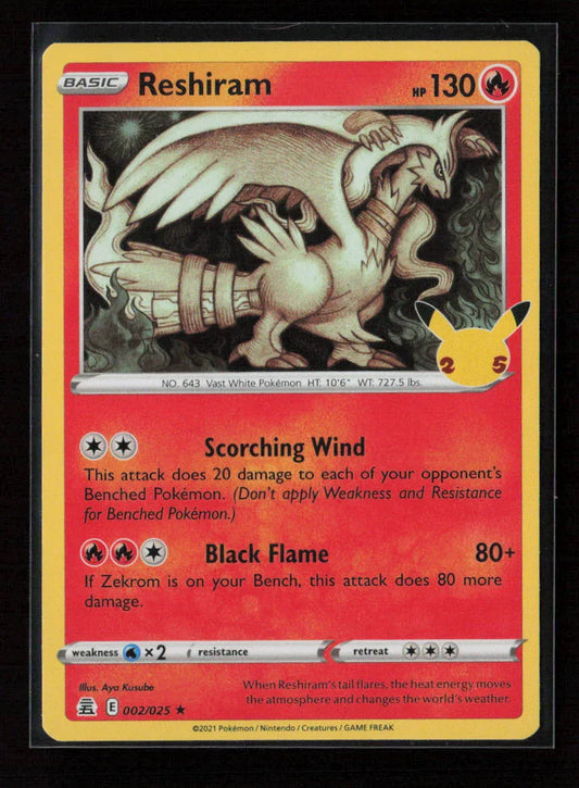 Reshiram Holo Rare Celebrations 002/025 NM - Kang's Collectibles