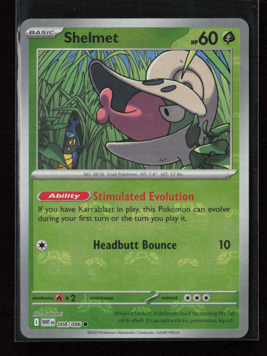 Shelmet (Master Ball Pattern) Common SV: White Flare 008/086 NM