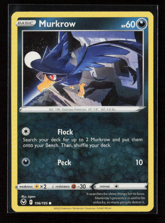 Murkrow Common SWSH12: Silver Tempest 106/195 LP