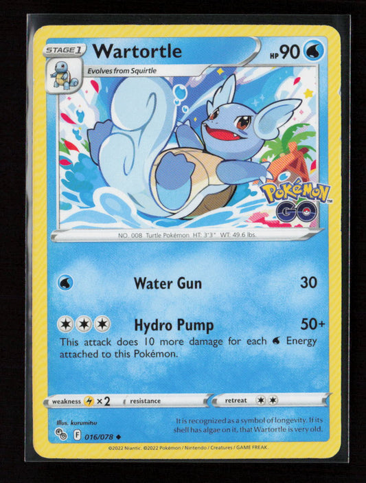 Wartortle Uncommon Pokemon GO 016/078 LP