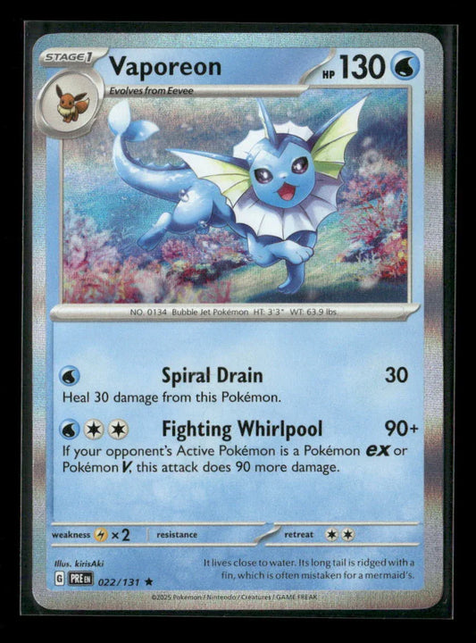 Vaporeon Rare SV: Prismatic Evolutions 022/131 NM - Kang's Collectibles
