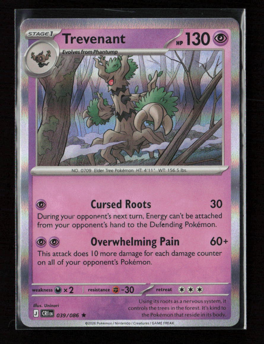 Trevenant Rare ME04: Chaos Rising 039/086 LP