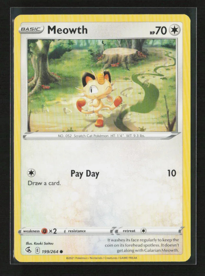 Meowth Common SWSH08: Fusion Strike 199/264 NM - Kang's Collectibles