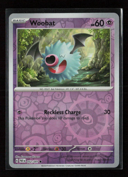 Woobat Common SV: Paldean Fates 032/091 NM - Kang's Collectibles