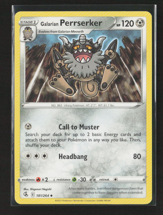 Galarian Perrserker Uncommon SWSH08: Fusion Strike 181/264 LP