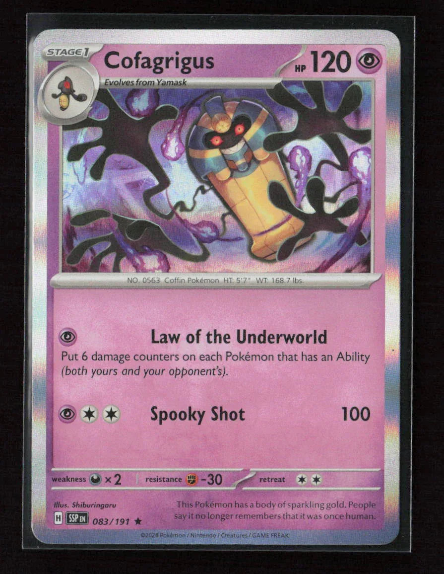 Cofagrigus Rare SV08: Surging Sparks 083/191 NM - Kang's Collectibles
