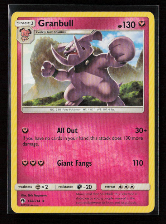 Granbull Rare SM - Lost Thunder 138/214 LP