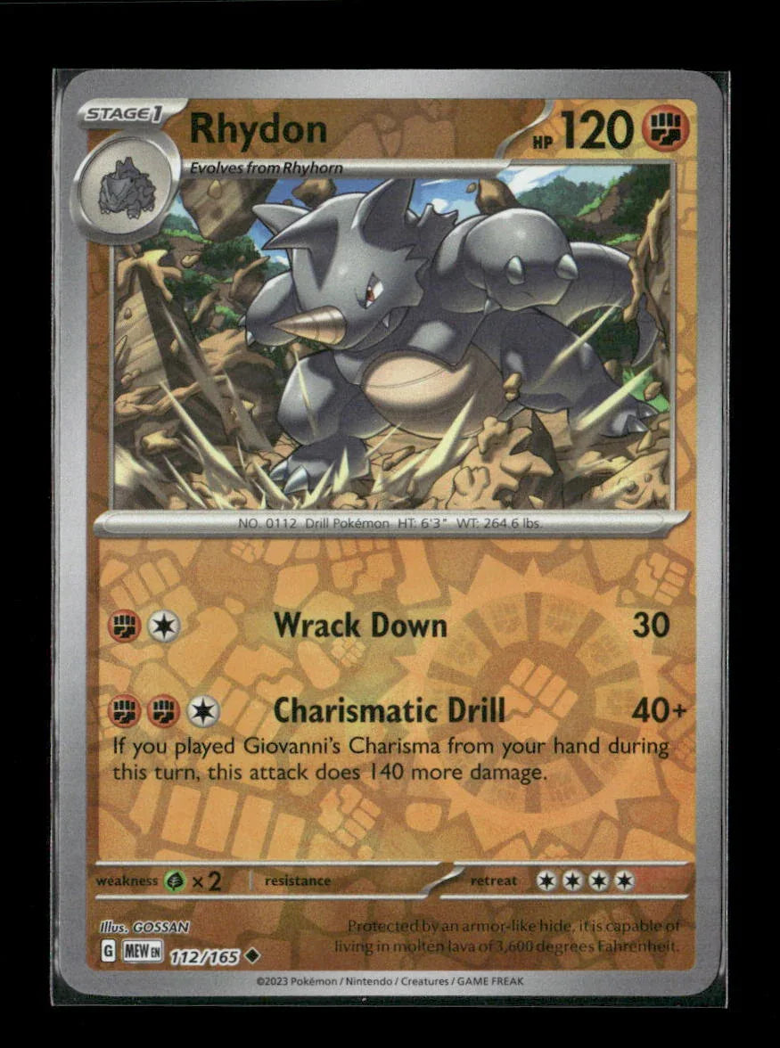 Rhydon Uncommon SV: Scarlet & Violet 151 112/165 LP - Kang's Collectibles