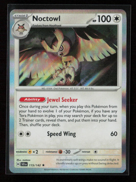 Noctowl Rare SV07: Stellar Crown 115/142 NM - Kang's Collectibles