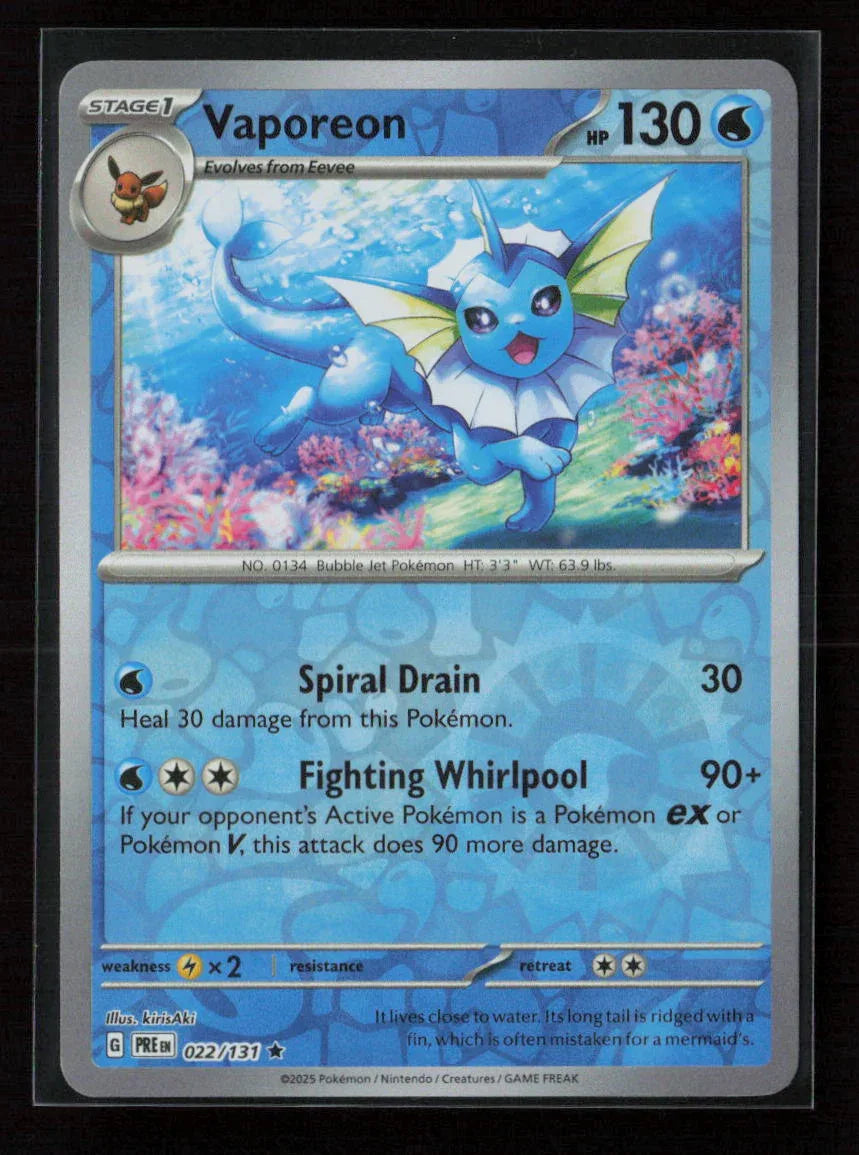 Vaporeon Rare SV: Prismatic Evolutions 022/131 NM - Kang's Collectibles