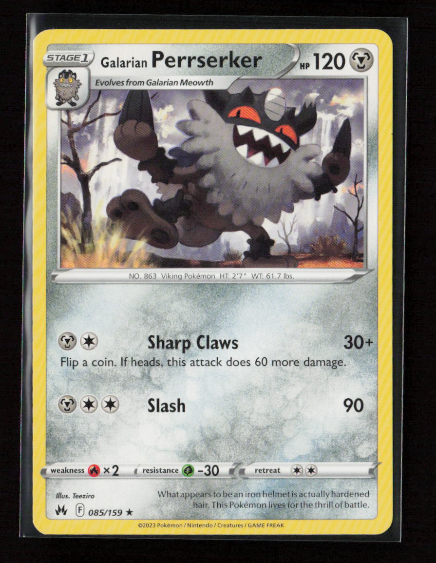 Galarian Perrserker Rare Crown Zenith 085/159 LP