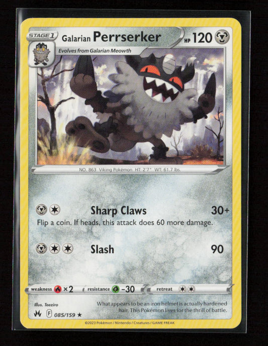 Galarian Perrserker Rare Crown Zenith 085/159 LP