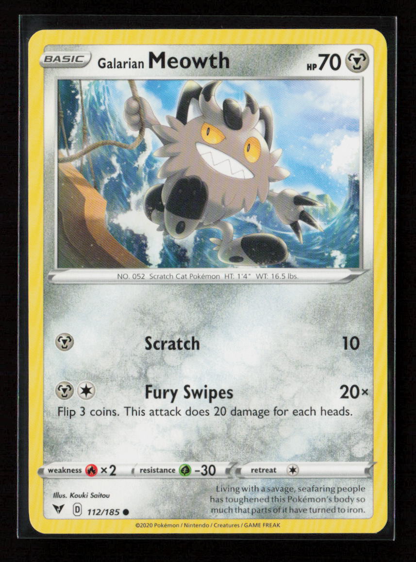 Galarian Meowth Common SWSH04: Vivid Voltage 112/185 LP