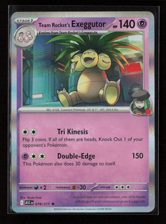 Team Rocket's exeggutor Rare ME: Ascended Heroes 078/217 NM