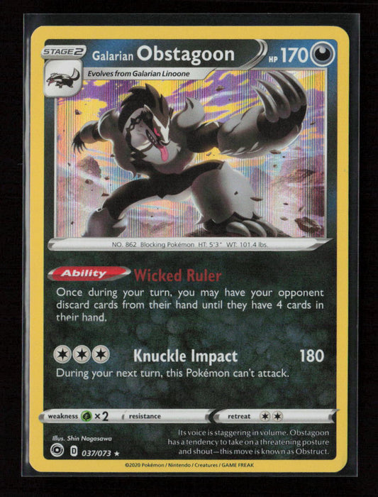 Galarian Obstagoon Holo Rare Champion's Path 37/73 NM