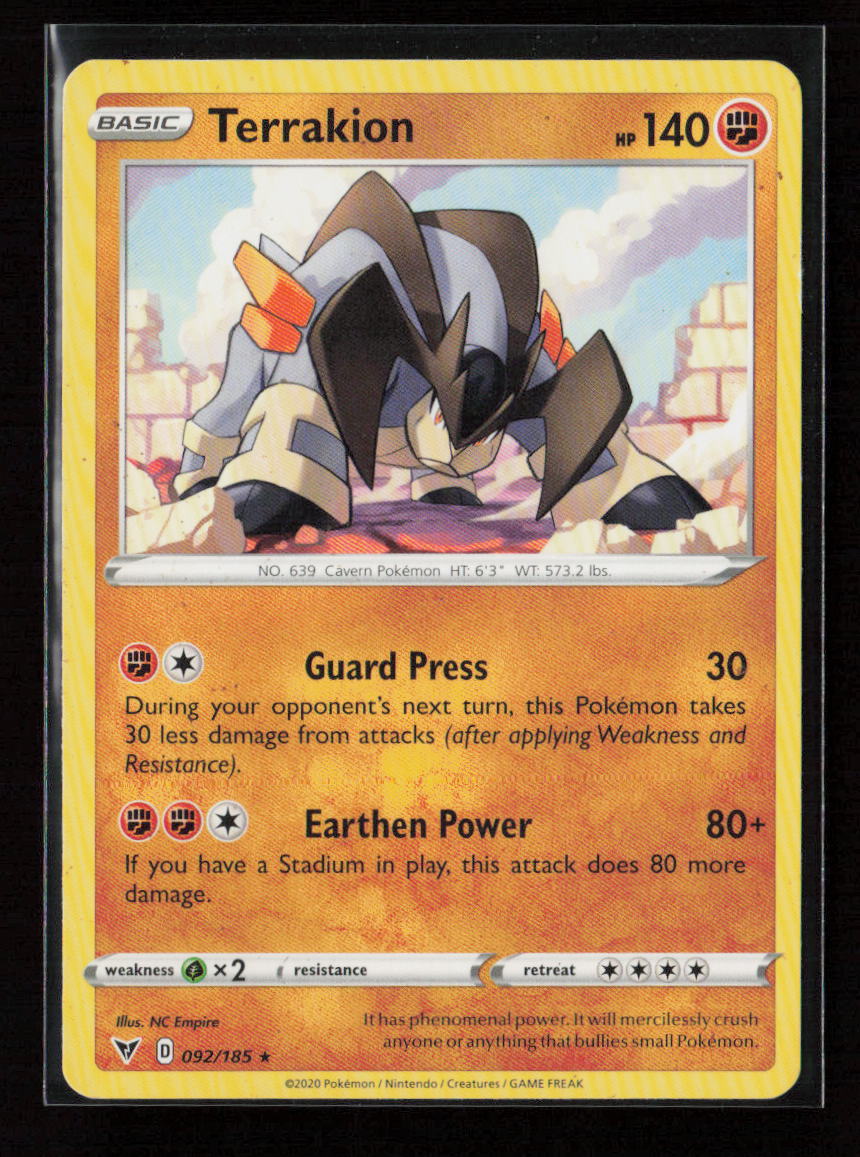 Terrakion Rare SWSH04: Vivid Voltage 092/185 LP