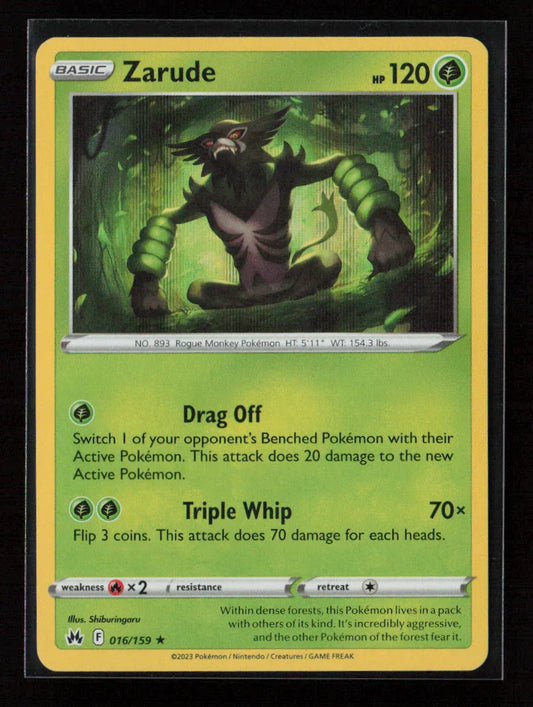 Zarude Holo Rare Crown Zenith 016/159 NM - Kang's Collectibles