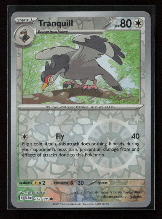 Tranquill Common SV: Black Bolt 072/086 NM - Kang's Collectibles