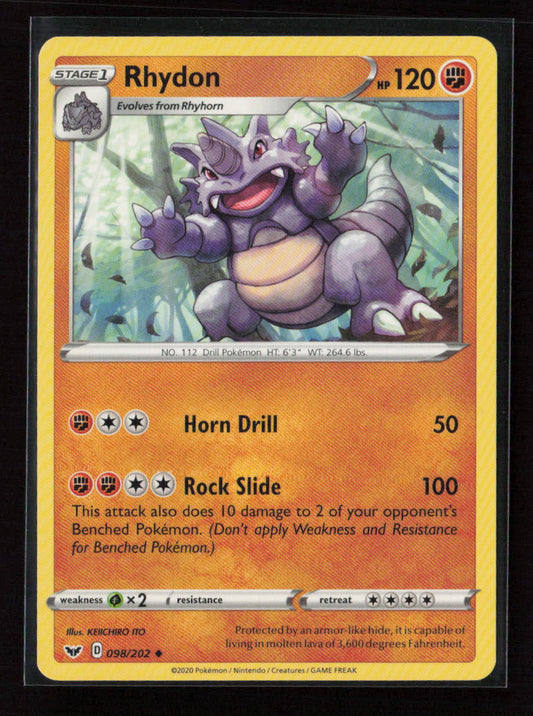 Rhydon Uncommon SWSH01: Sword & Shield Base Set 098/202 LP