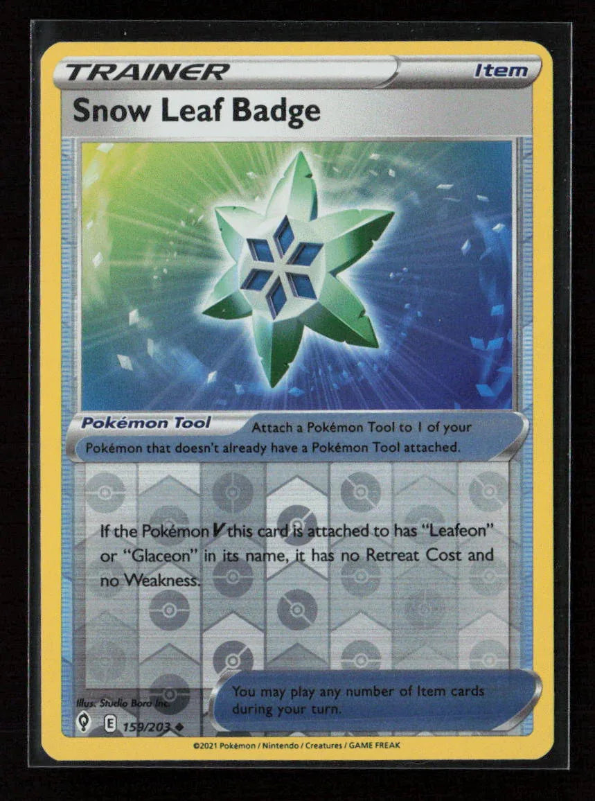 Snow Leaf Badge Uncommon SWSH07: Evolving Skies 159/203 LP - Kang's Collectibles