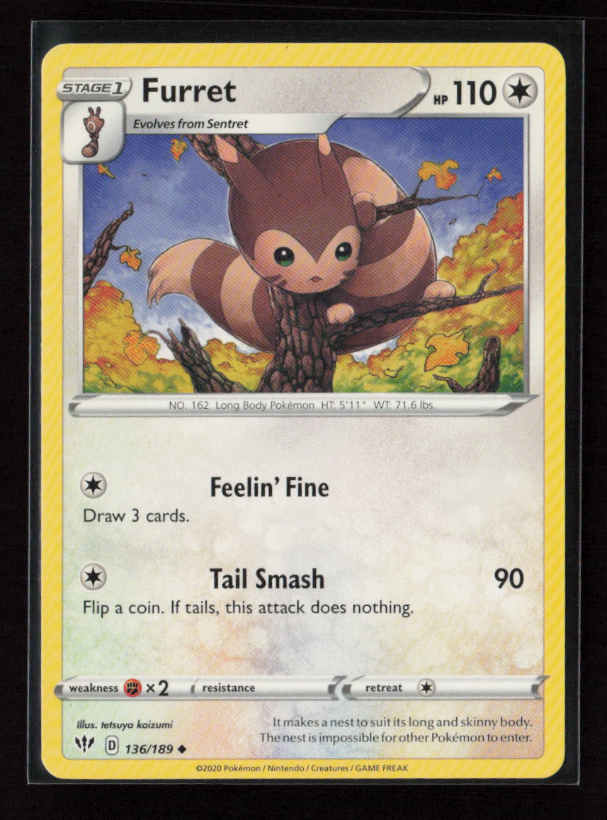 Furret Uncommon SWSH03: Darkness Ablaze 136/189 LP