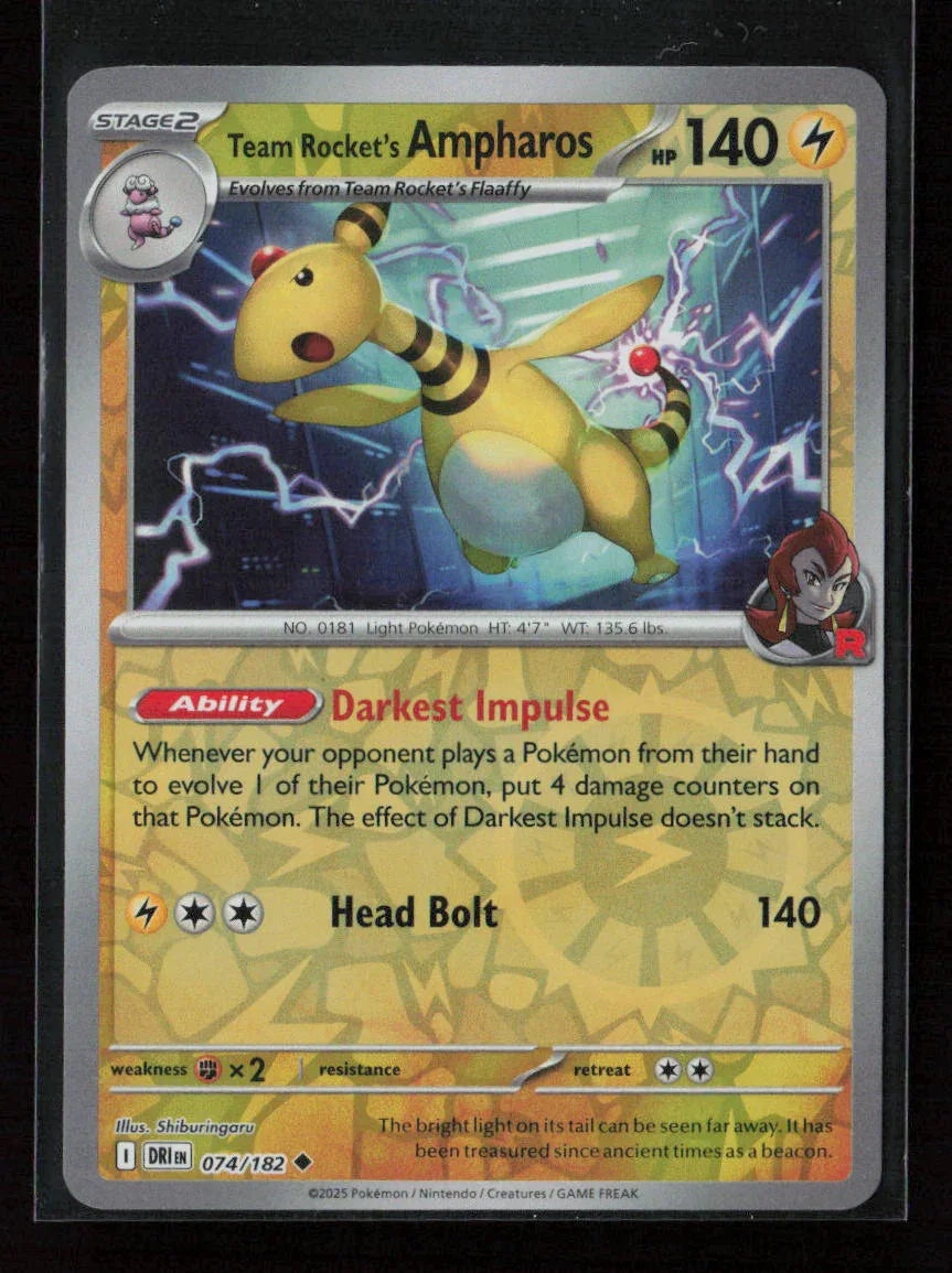 Team Rocket's Ampharos Uncommon SV10: Destined Rivals 074/182 NM - Kang's Collectibles
