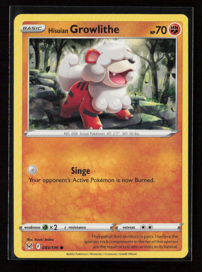 Hisuian Growlithe Common SWSH11: Lost Origin 083/196 LP