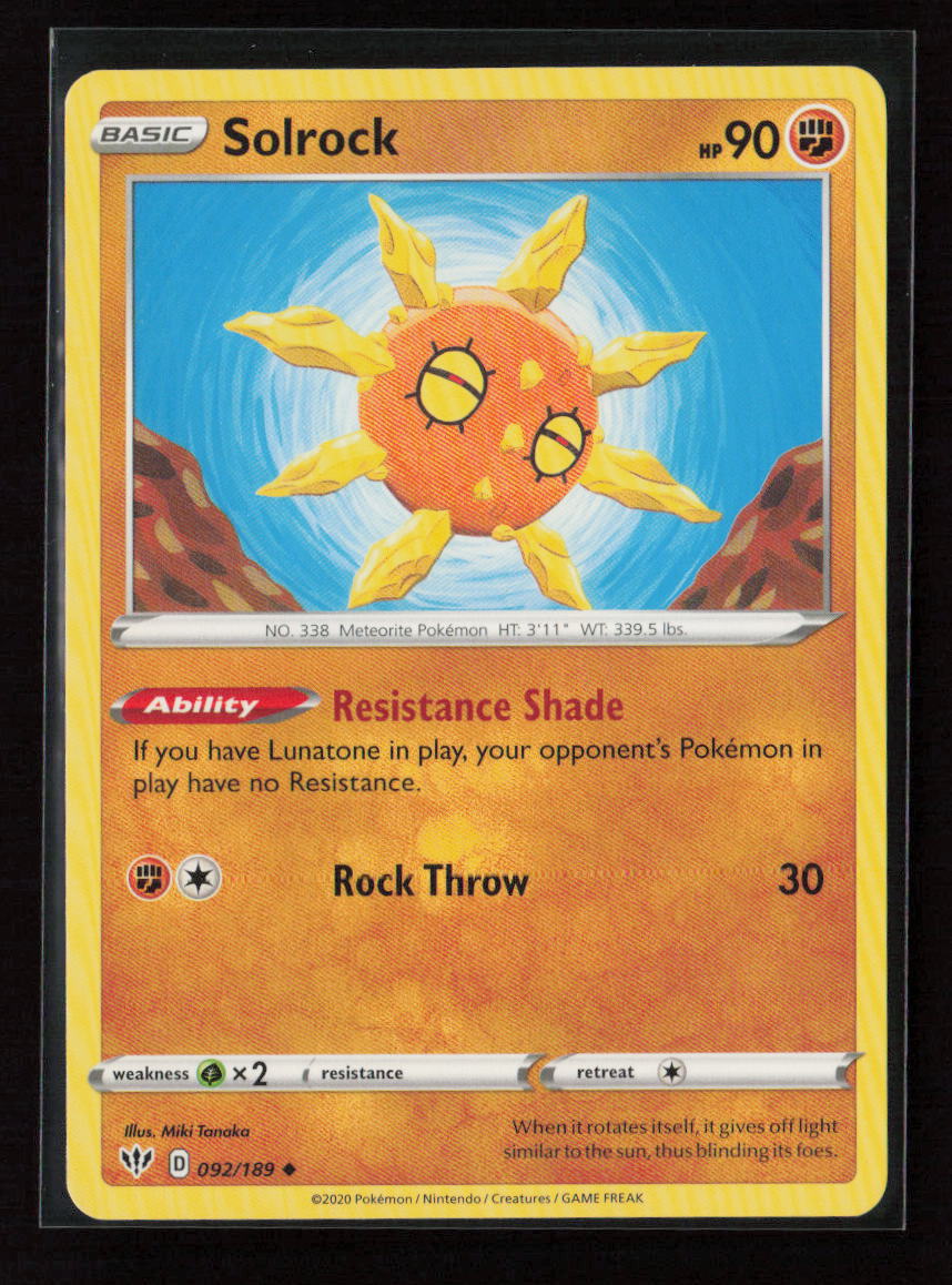 Solrock Uncommon SWSH03: Darkness Ablaze 092/189 LP