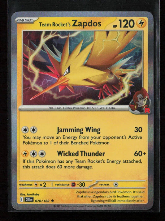Team Rocket's Zapdos Rare SV10: Destined Rivals 070/182 NM - Kang's Collectibles