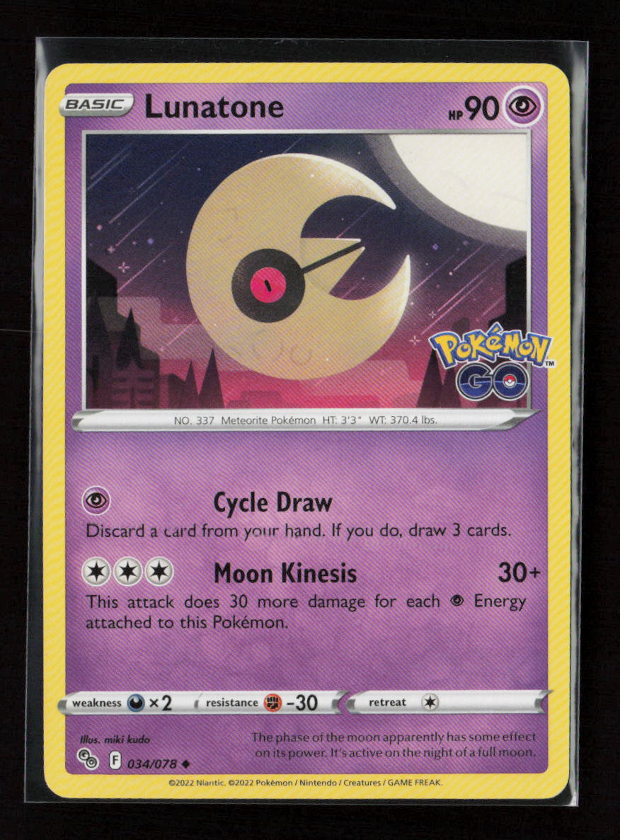 Lunatone Uncommon Pokemon GO 034/078 LP