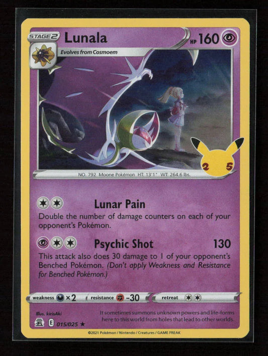 Lunala Holo Rare Celebrations 015/025 NM - Kang's Collectibles