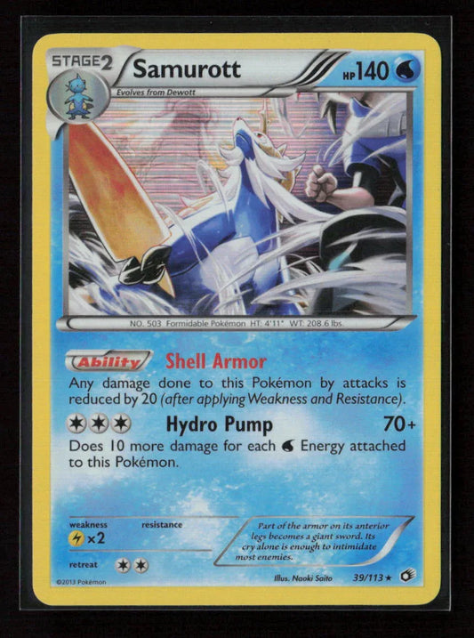 Samurott Holo Rare Legendary Treasures 39/113 NM - Kang's Collectibles