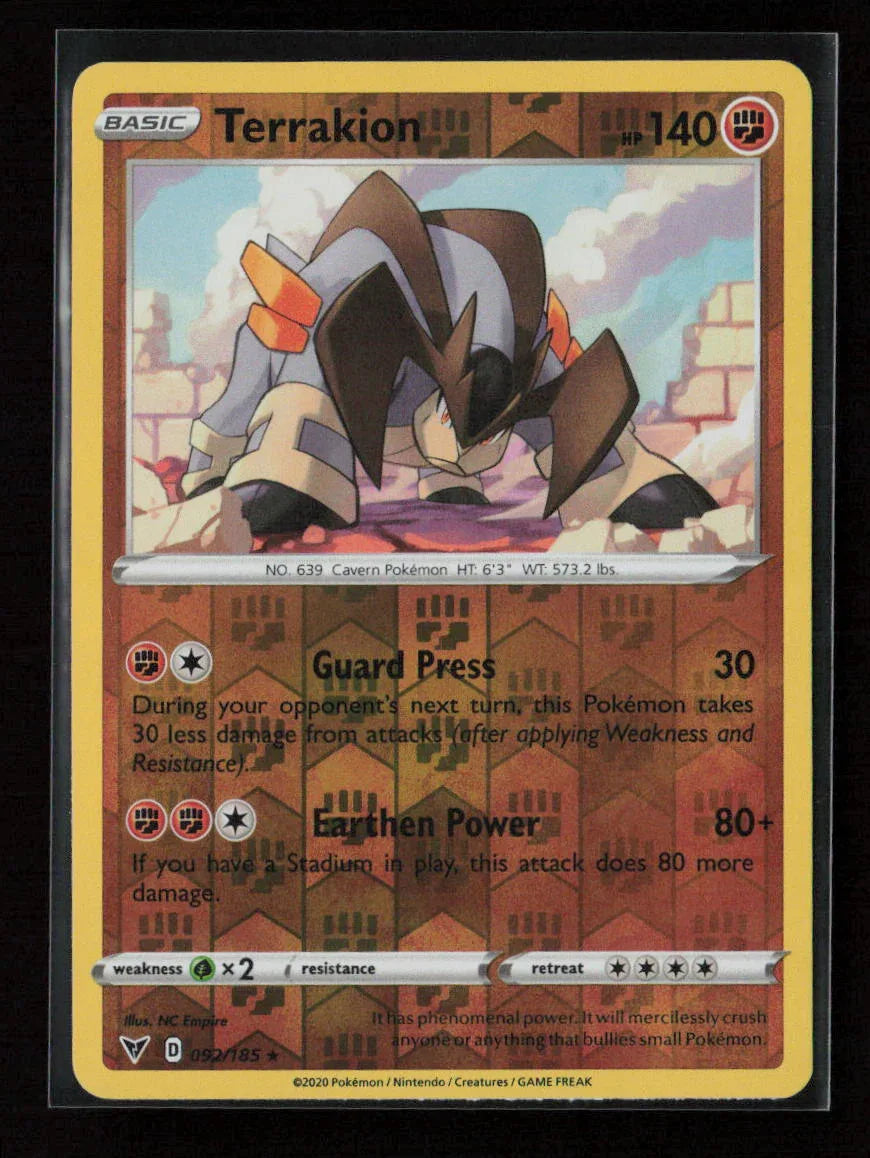 Terrakion Rare SWSH04: Vivid Voltage 092/185 NM - Kang's Collectibles