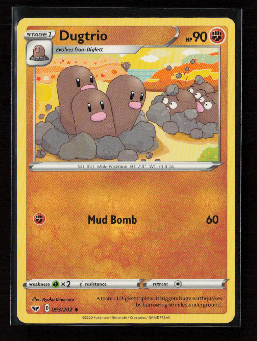 Dugtrio Uncommon SWSH01: Sword & Shield Base Set 093/202 LP