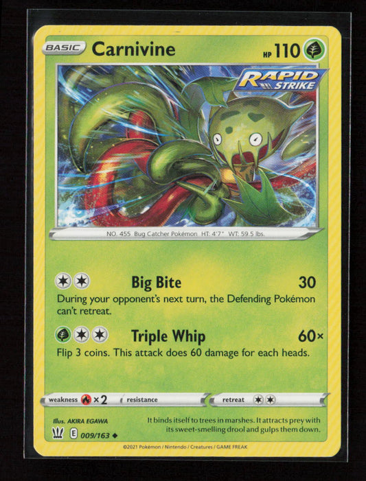 Carnivine Uncommon SWSH05: Battle Styles 009/163 LP
