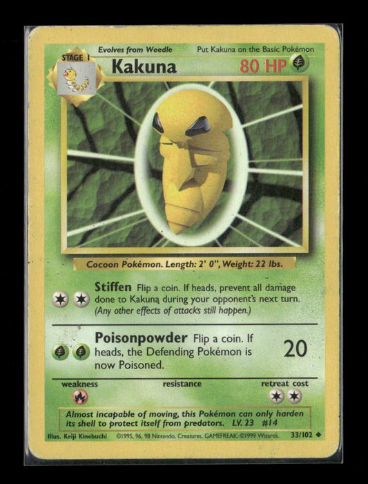 Kakuna Uncommon Base Set 033/102 LP - Kang's Collectibles