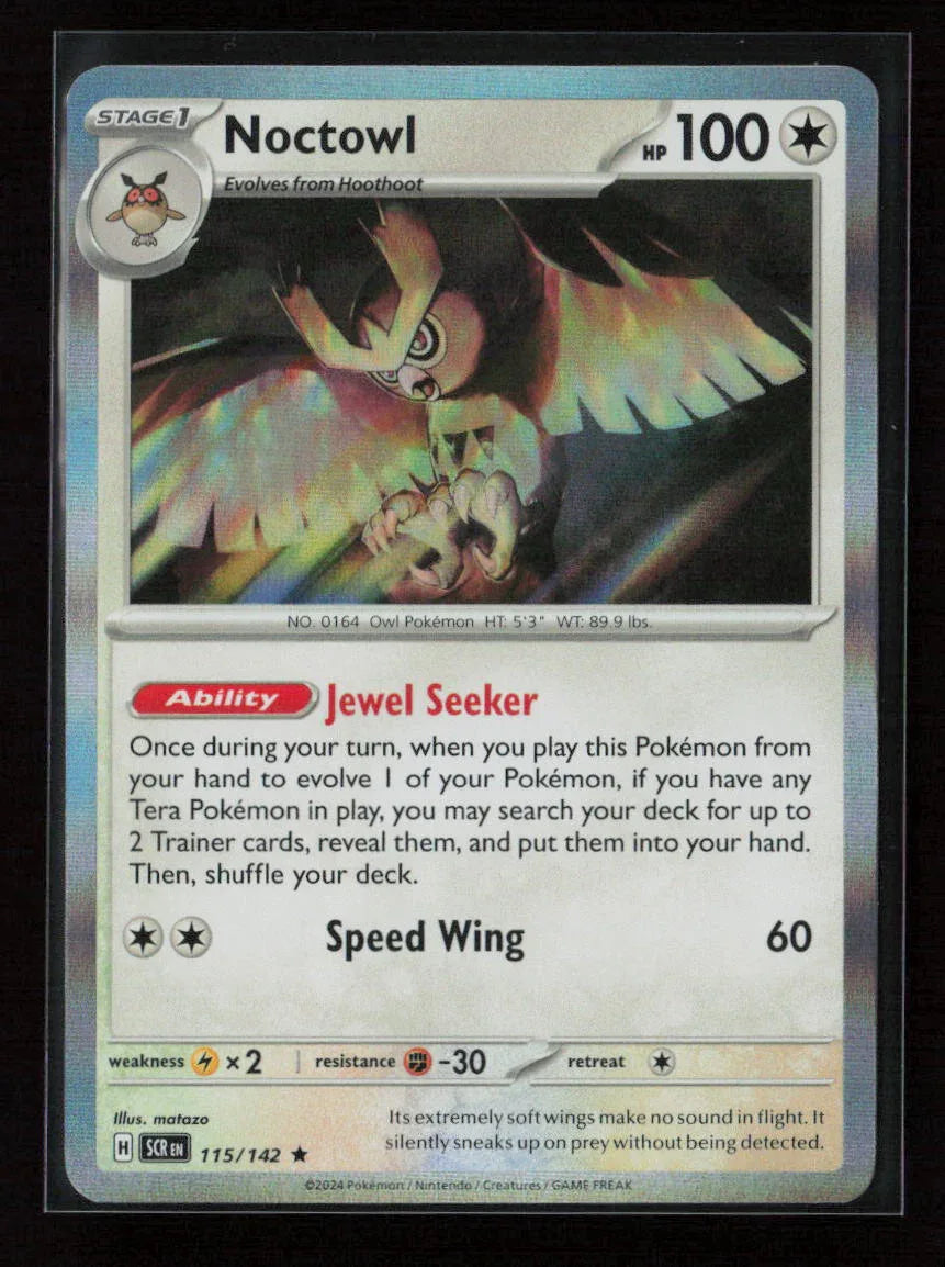 Noctowl Rare SV07: Stellar Crown 115/142 NM - Kang's Collectibles