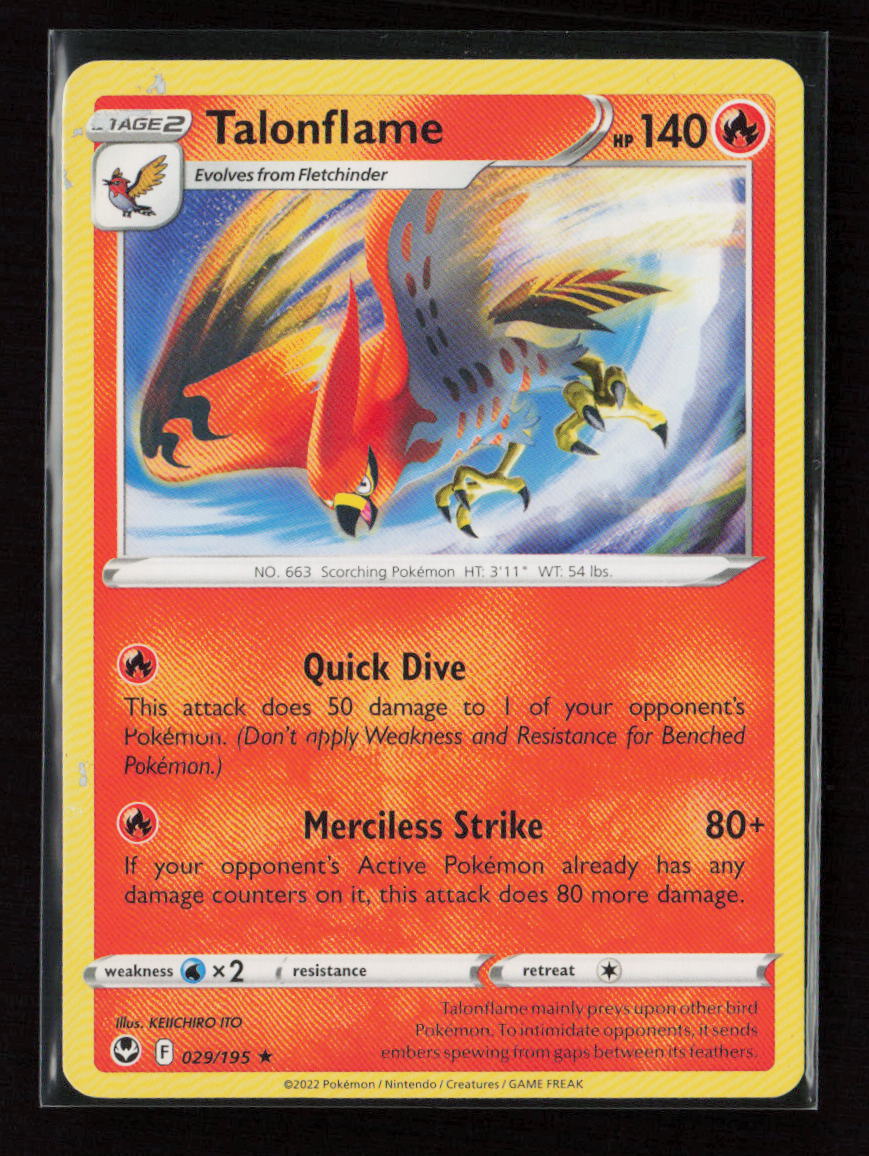 Talonflame Rare SWSH12: Silver Tempest 029/195 LP