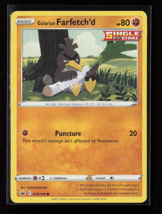 Galarian Farfetch'd Common SWSH06: Chilling Reign 078/198 LP