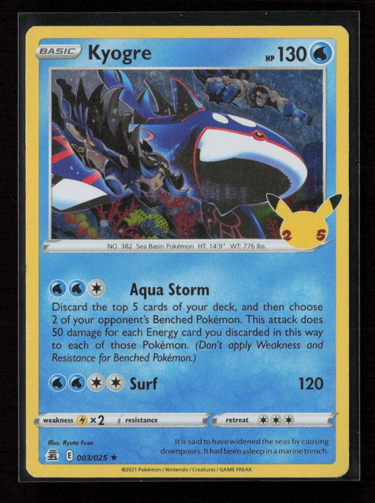 Kyogre Holo Rare Celebrations 003/025 NM
