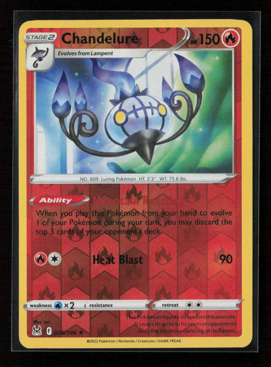 Chandelure Holo Rare SWSH11: Lost Origin 026/196 NM - Kang's Collectibles